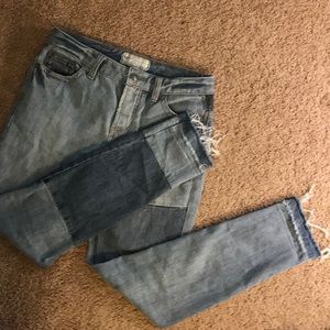 Button fly Free People Jeans, Patchwork Style